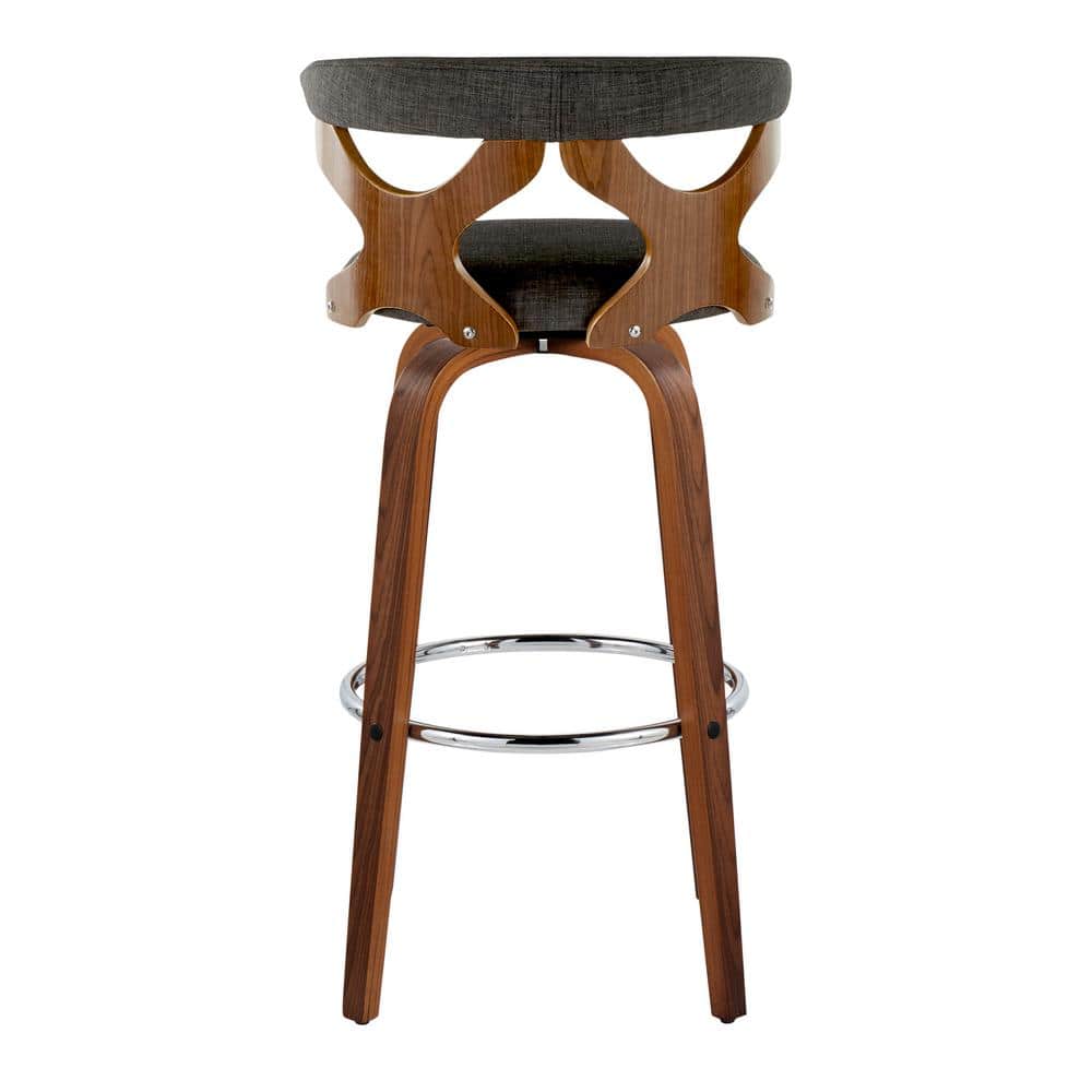 Charcoal Swivel Wood and Metal Bar Stool Set