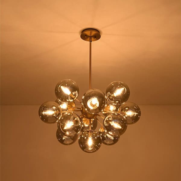 HUOKU Carla 13-Light 23.6 in. W Brushed Gold Modern Chandelier