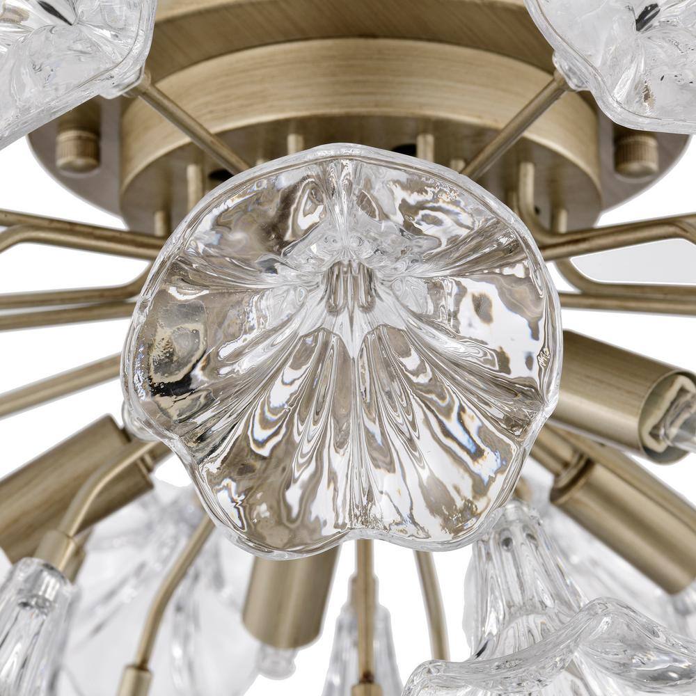 Blanca Brushed Champagne Glass Flower Flush Mount Light