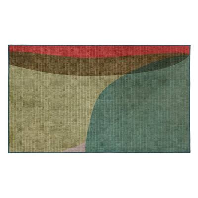 Cove Green 3 ft. x 5 ft. Lines Washable Area Rug