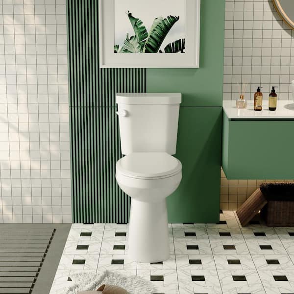 21 in. Extra Tall 2-Piece 1.28 GPF Single Flush Elongated Raised Toilet in White, Seat Included