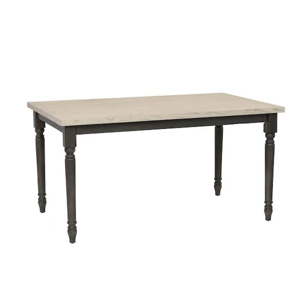 Angie Dark Gray and Smokey White Wood 59 in. 4-Leg Dining Table Seats 6