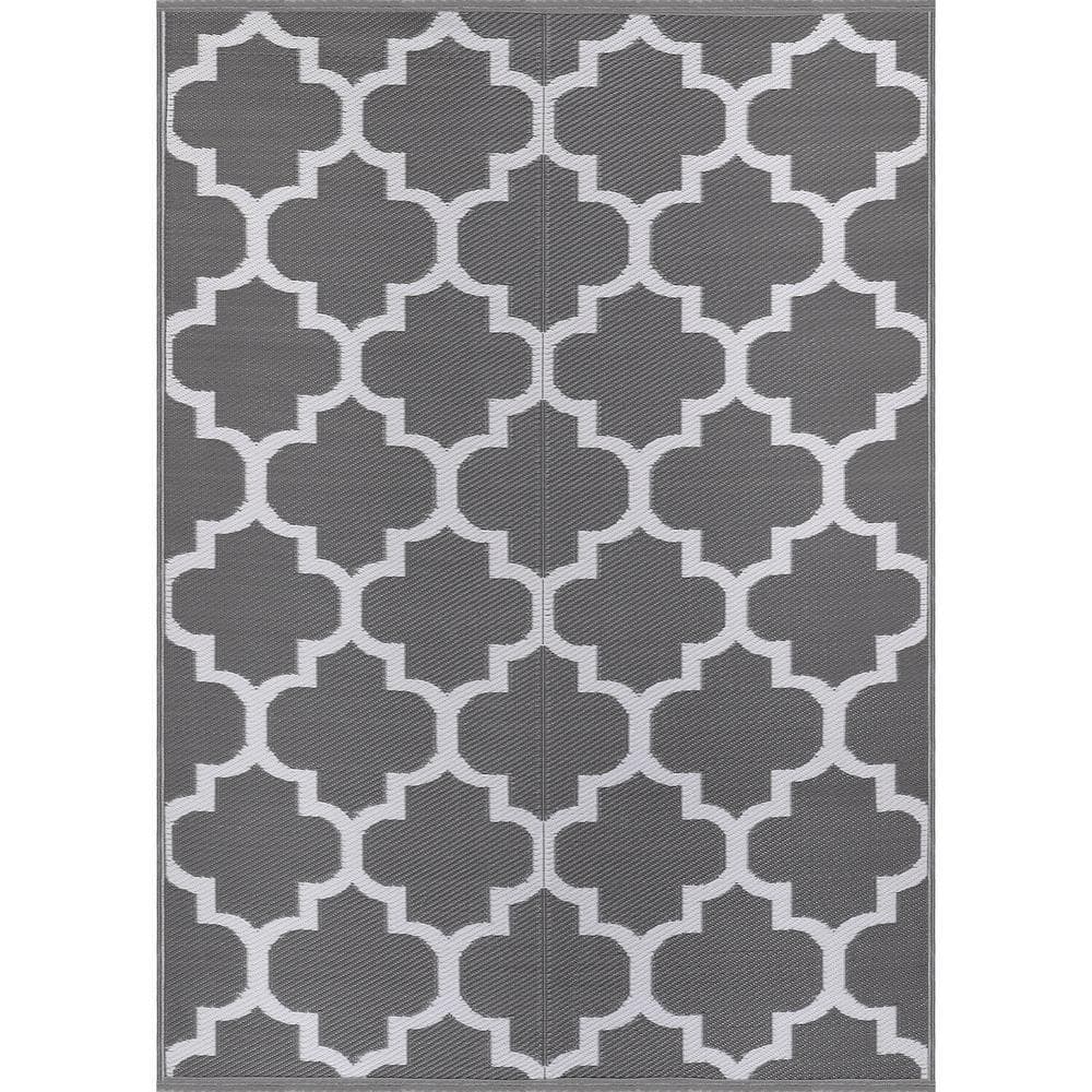 4 X 6 Grey White Lightweight Moroccan Trellis Reversible Plastic Indoor Outdoor Area Rug price history on PriceWatchPro