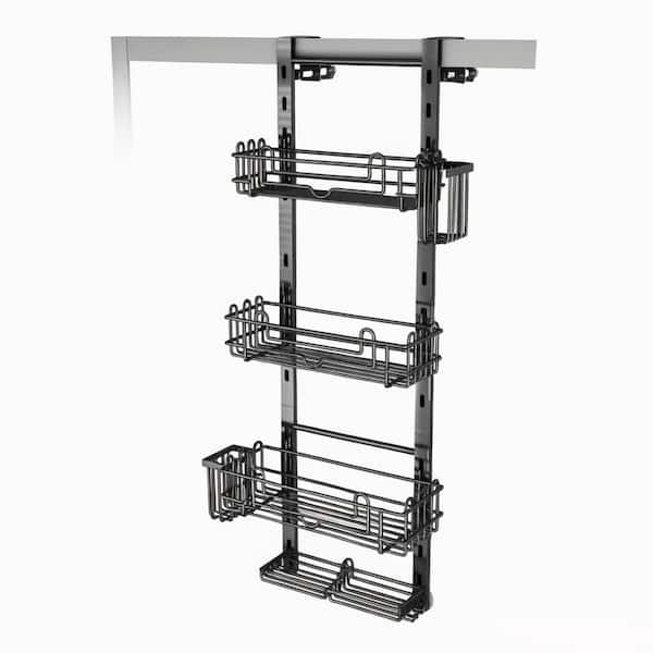 33.26 in. H x 12.3 in. W x 4 in. D, 4 Tier Hanging Stainless Steel Over the Door Shower Caddy Shelf in Black