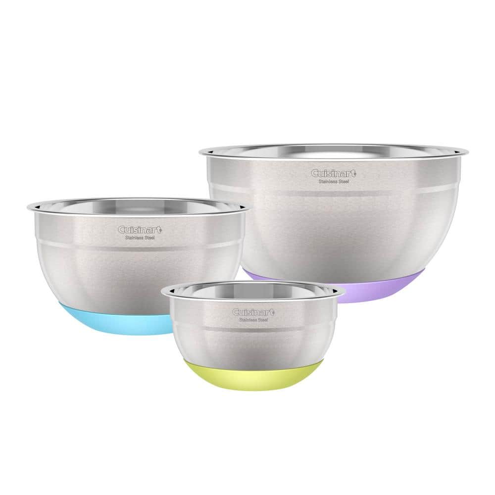 Cuisinart 3 pc Muiticolor Mixing Bowls BPA Free 1.5 3.0 5.0 Quart
