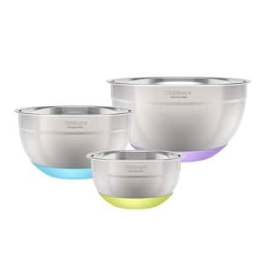 Set of 3 Stainless Steel Mixing Bowls with Non-slip Base