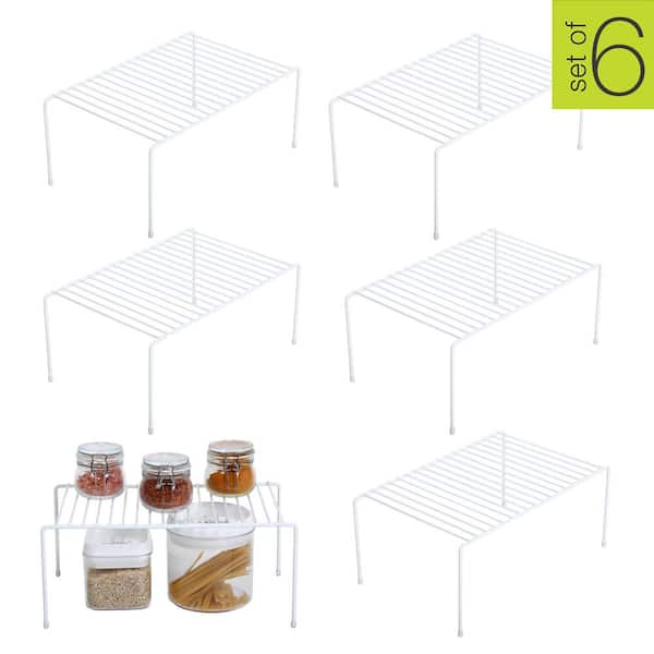 Smart Design Cabinet Storage Shelf Kitchen Rack - Set of 6 - Medium - 8.5 x 13.25 in. - White
