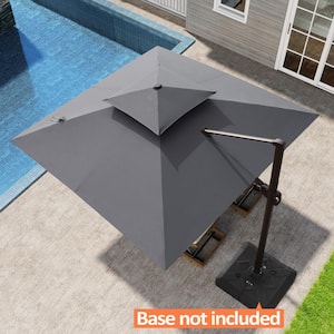 Double top 10 ft. x 10 ft. Rectangular Heavy-Duty 360-Degree Rotation Cantilever Patio Umbrella in Dark Gray