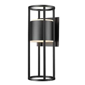 Luca Black Hardwired Cylinder Outdoor Wall Scone with Integrated LED