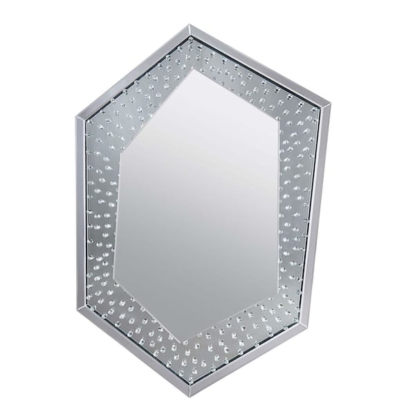 Whatseaso 31 in. W x 47 in. H Novelty/Specialty Plastic Faux Crystals Framed Wall Bathroom Vanity Mirror in Transparent