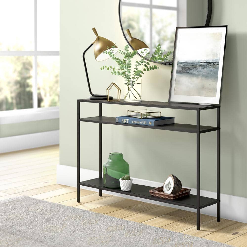 Ricardo 42" Blackened Bronze Industrial Console Table with Storage