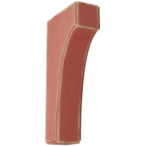 Ekena Millwork 1-3/4 in. x 8 in. x 4 in. Salvage Red Clarksville Wood Vintage Decor Bracket