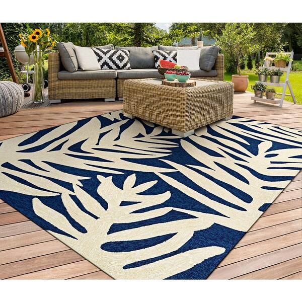 Couristan Covington Palms Navy 6 ft. x 8 ft. Indoor/Outdoor Area Rug  39900980056080T - The Home Depot