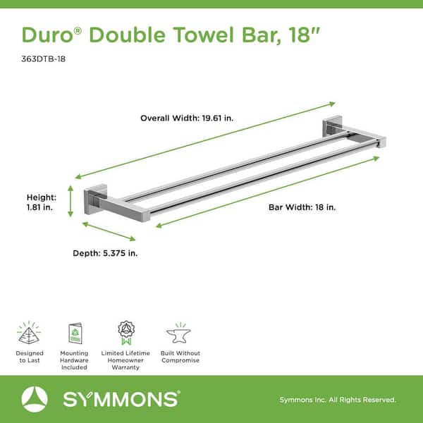 Symmons Duro 18 in. Double Wall Mounted Towel Bar in Polished Chrome  363DTB-18 - The Home Depot