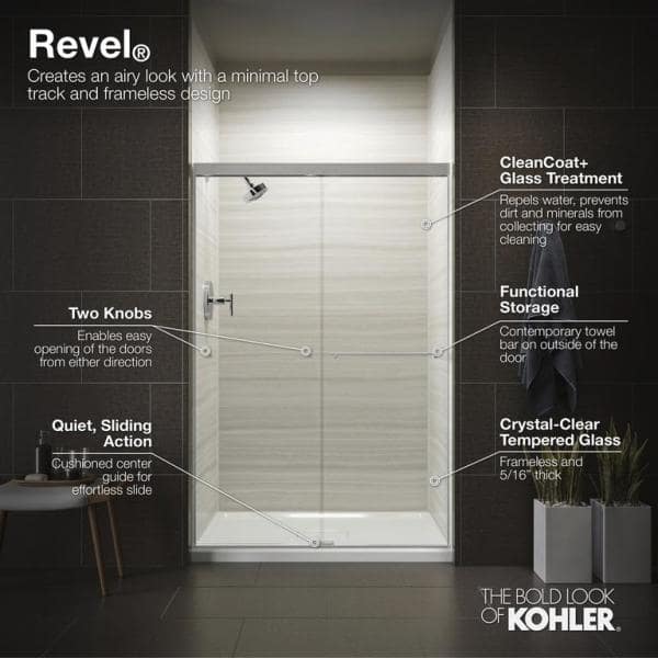 Kohler Revel 59 5 8 In W X 70 H Frameless Sliding Shower Door Anodized Brushed Nickel With Handle 707201 L Bnk Frameless Sliding Shower Door, Kohler Revel Sliding Shower Door Reviews