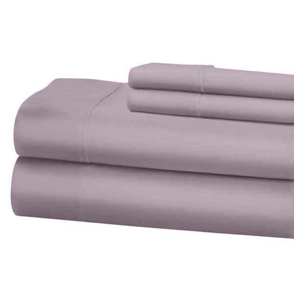 Unbranded 1200-Thread Count Deep Pocket Solid Cotton Sheet Set (California King, Purple)