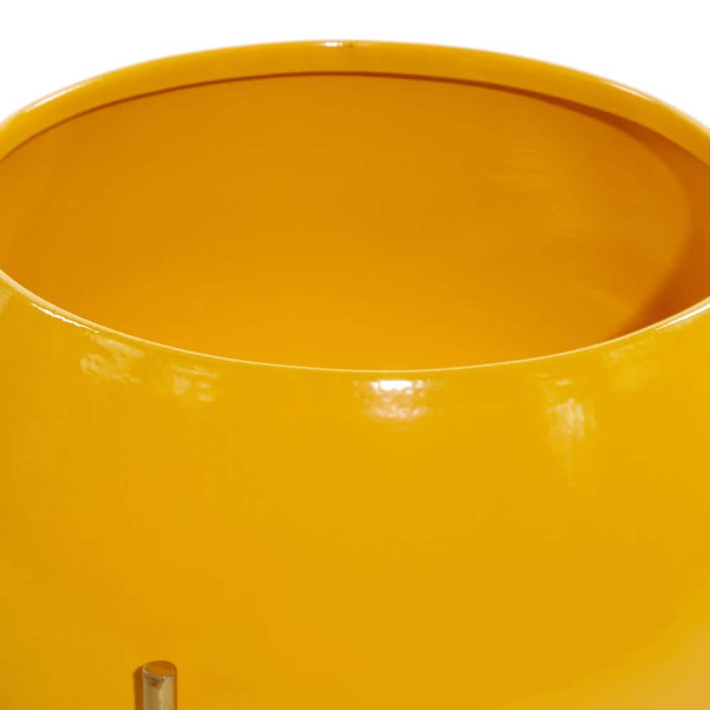Set of 2 Yellow Metal Planters with Stands