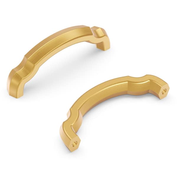 HICKORY HARDWARE Veranda 3 in. (76 mm) Center-to-Center Brushed Golden Brass Finish Cabinet Pull (10-Pack)