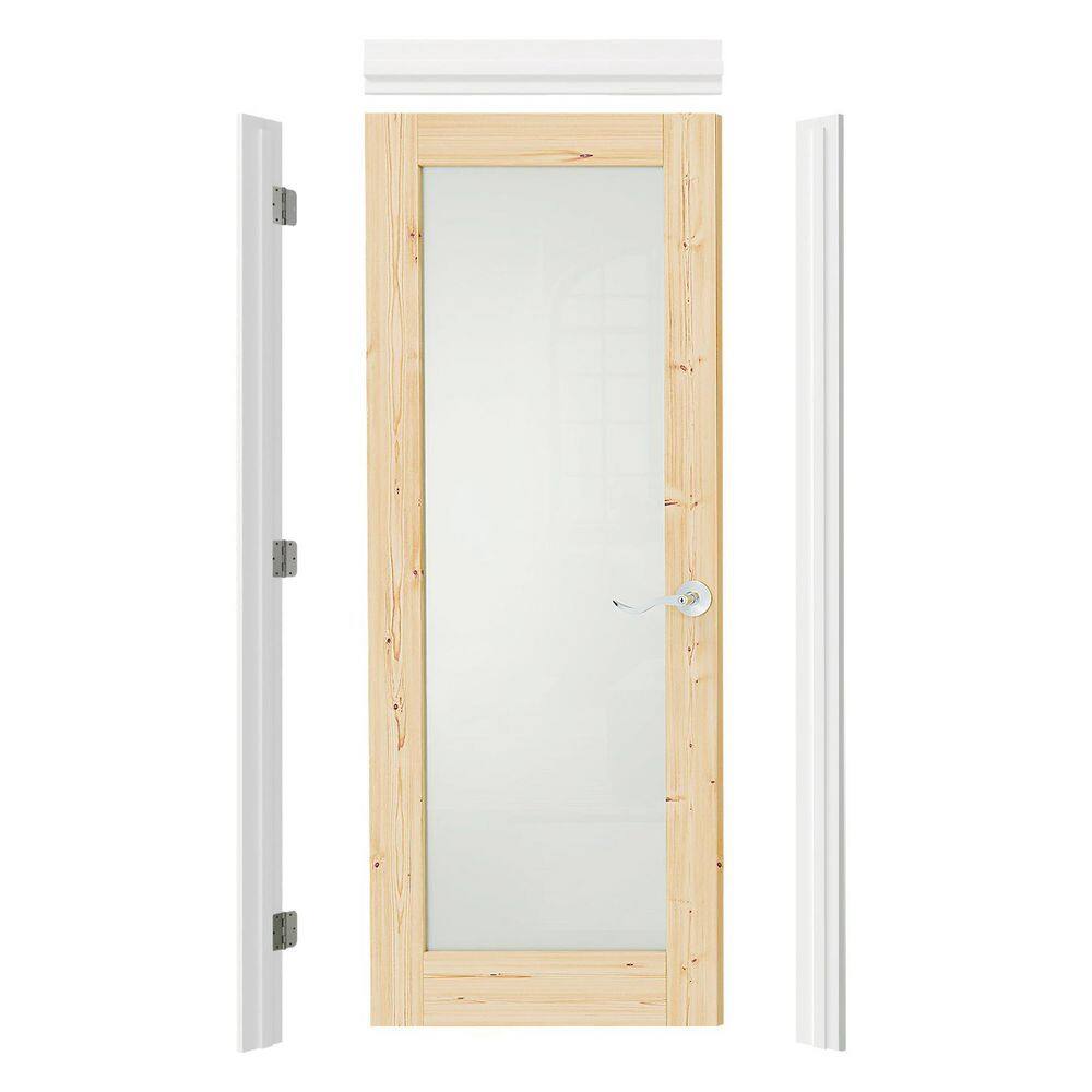 24 in. x 80 in. Full Lite Frosted Glass, Light Brown Prehung Interior Door Left-Handed with Assemble Jamb & Handle price history on PriceWatchPro