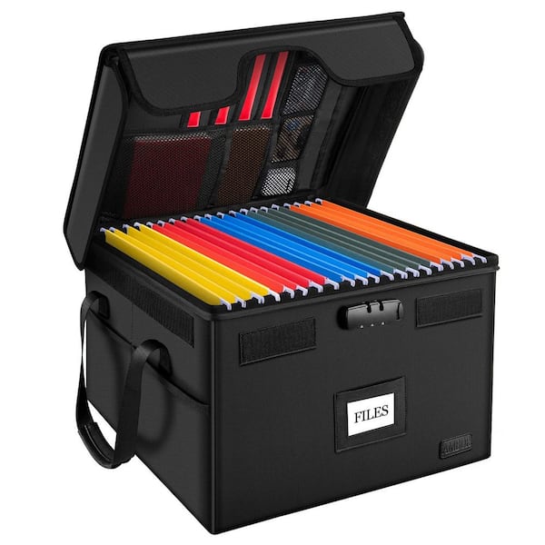 Angel Sar 1-Drawer Black ‎Plastic Fiberglass Assembled 12 in. Vertical File Cabinet, Fireproof Document Box