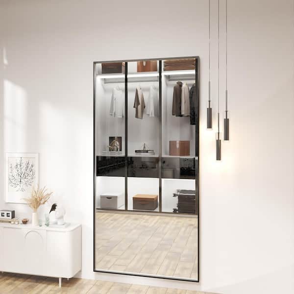 72 in. W x 36 in. H Rectangular Aluminum Framed Wall Bathroom Vanity Mirror in Black