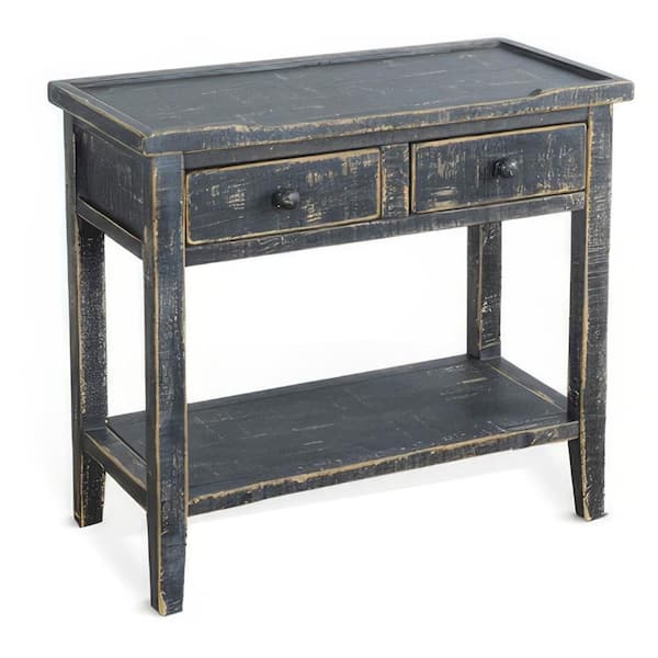 Benjara 28 in. Black Rectangular Wooden Top End Table