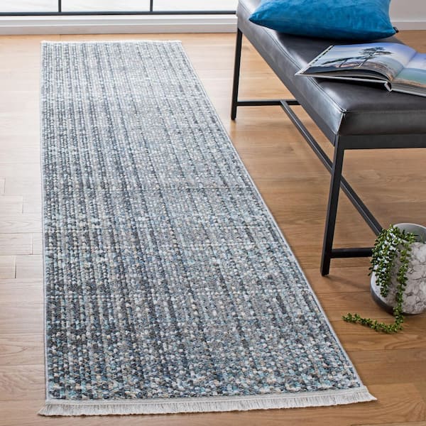 Sedona 2 ft. x 13 ft. Dark Gray/Ivory Striped Geometric Distressed Runner Rug