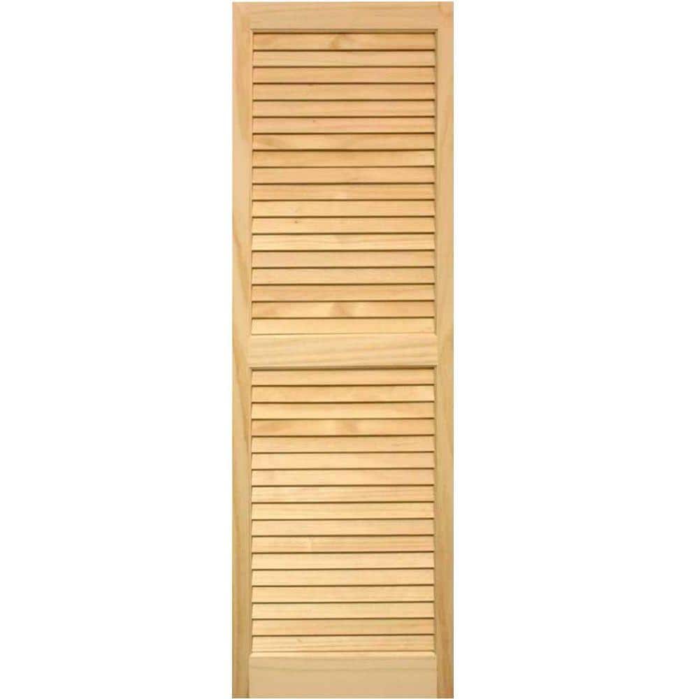 White Pair 15 Inch x 51 Inch Standard Louver Exterior Vinyl Window Shutters 