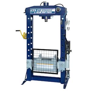 50-Ton, Steel H-Frame Hydraulic Garage/Shop Floor Press with Hand and Foot Pump Pedal, Blue