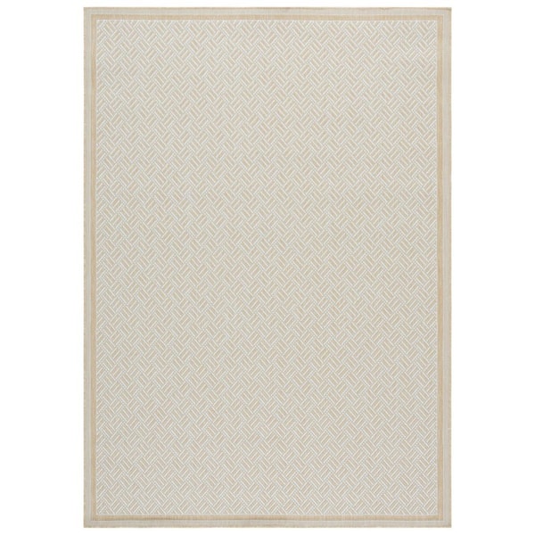 Terrace Beige/Ivory 5 ft. x 8 ft. Geometric Border Indoor/Outdoor Area Rug
