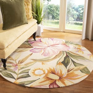 Chelsea Ivory 8 ft. x 10 ft. Solid Color Floral Oval Area Rug