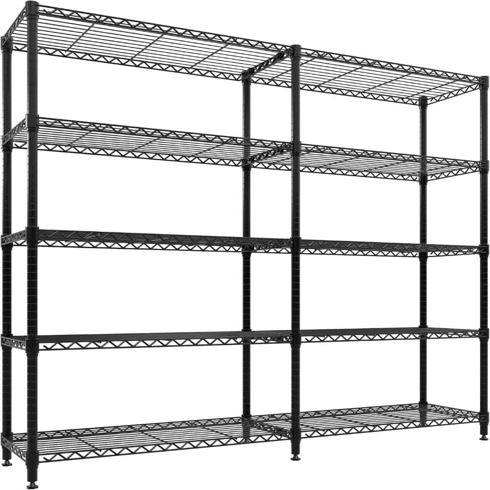 "5-Tier 70.5"" Metal Wire Shelving Storage Rack Heavy Duty Metal Shelf Unit Height Adjustable for Garage Kitchen Pantry" price history on PriceWatchPro