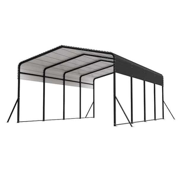 16.8 ft. x 20.1 ft. x 8.9 ft. Black Roof Metal Carport with Galvanized Steel Hardtop