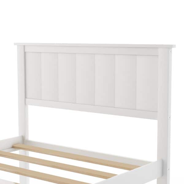 URTR 76 in. W White Twin Bed Frame, Wood Twin Platform Bed Frame