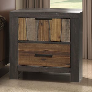 Brown 2-Drawer 25.5 in. Wooden Nightstand