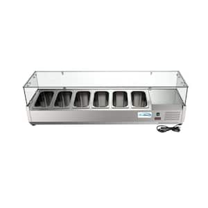 59 in. W 6-Pan 1 cu. ft. Commercial Refrigerator Condiment Prep Station in Stainless Steel