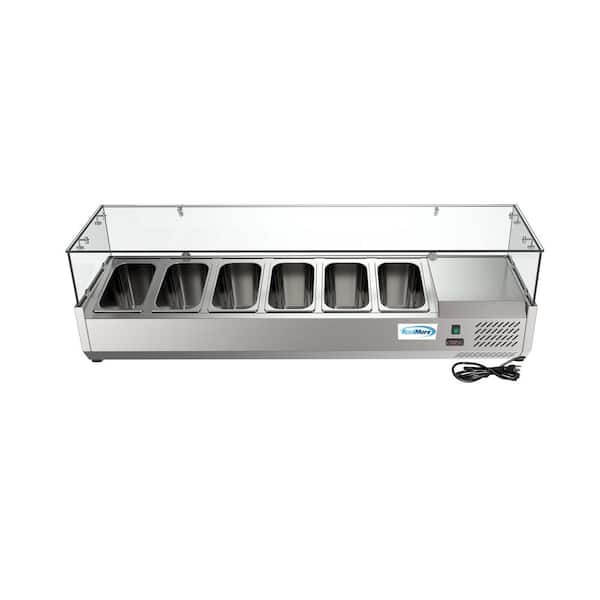 Koolmore 59 in. W 6-Pan 1 cu. ft. Commercial Refrigerator Condiment Prep Station in Stainless Steel
