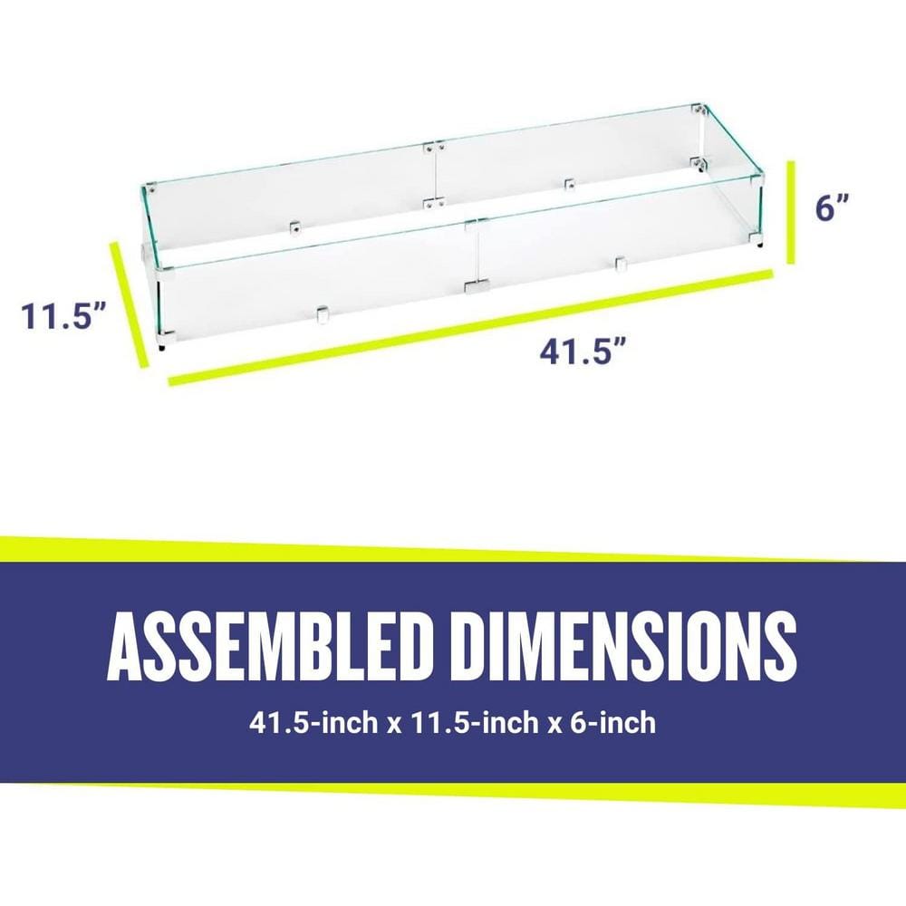 36" Clear Tempered Glass Fire Pit Flame Guard