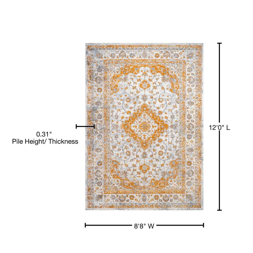 Indhira Orange and Cream Medallion 9' x 12' Synthetic Area Rug