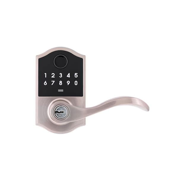 Castle Satin Nickel Naples Fingerprint Electronic Keypad Door Lever