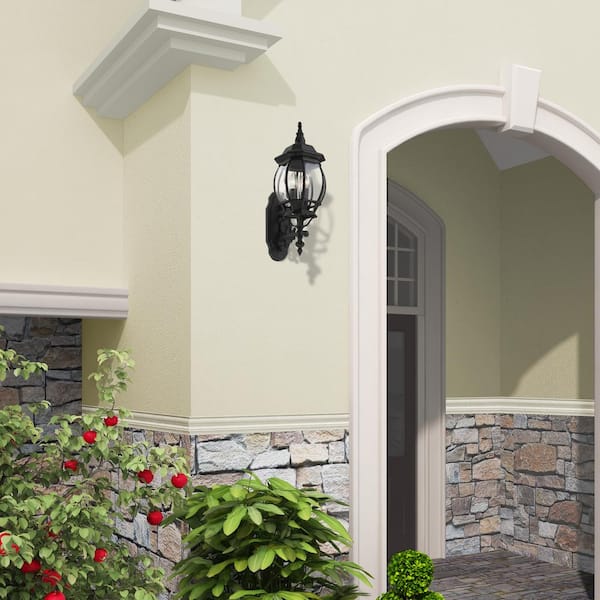 Frontenac 3 Light Textured Black Outdoor Wall Sconce