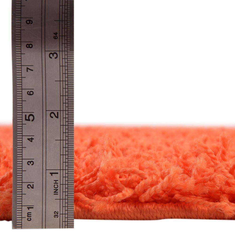 Tiger Orange Rectangular Synthetic Shag Area Rug 2'2" x 3'1"