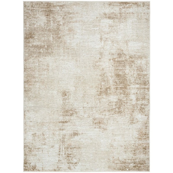 Dekor Ivory Taupe 4 ft. x 6 ft. Abstract Contemporary Area Rug