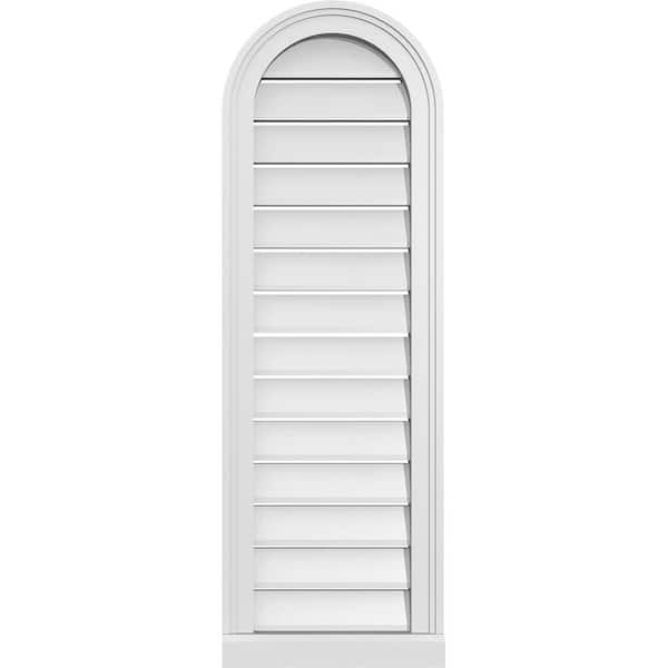 Ekena Millwork 14 in. x 42 in. Round Top White PVC Paintable Gable Louver Vent Functional