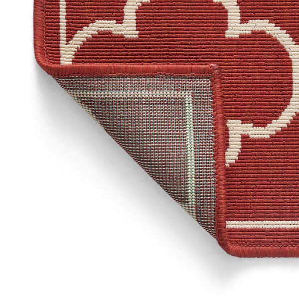 Ella Red and Ivory 3 ft. x 3 ft. Indoor/Outdoor Patio Area Rug