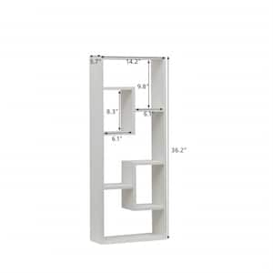 14.2 in. W x 5.7 in. D White Decorative Wall Shelf, Bookshelf, Plant Stand