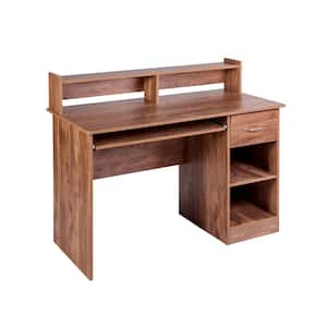 44 in. Rectangular Classic Oak 1 Drawer Computer Desk with Keyboard Tray
