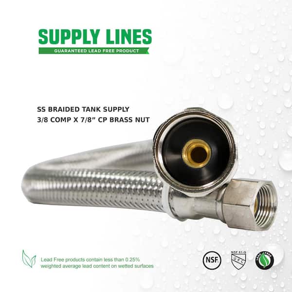 The Plumber's Choice Toilet Connector Water Line 3/8 in. x 7/8 in. Female  Compression Brass Nut Toilet Supply Line 12 in. NL-27413 - The Home Depot
