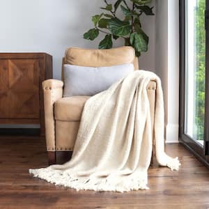 Natural Slub-Yarn Throw Blanket