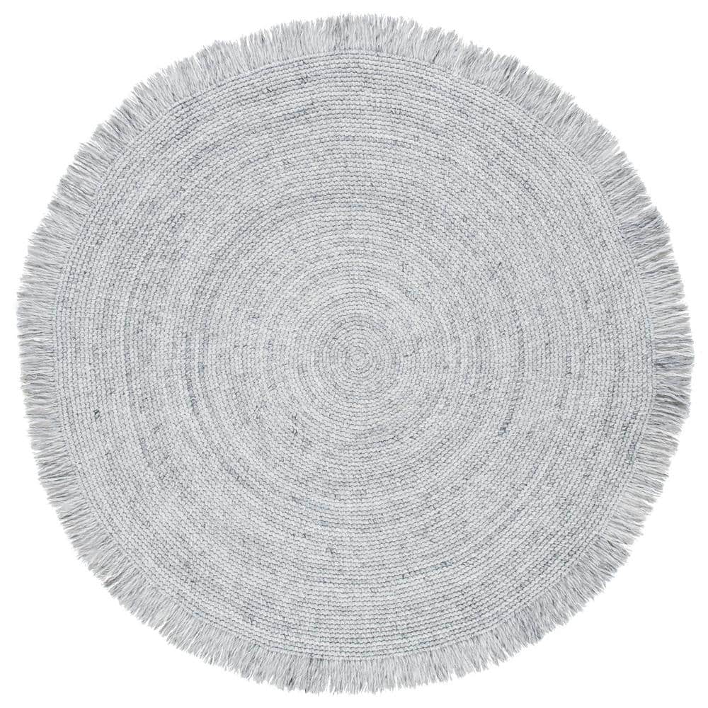 Safavieh Braided Collection BRD904G Hand-Woven Border Wool and Cotton Area  Rug, 4' Round, Grey/Ivory : : Home